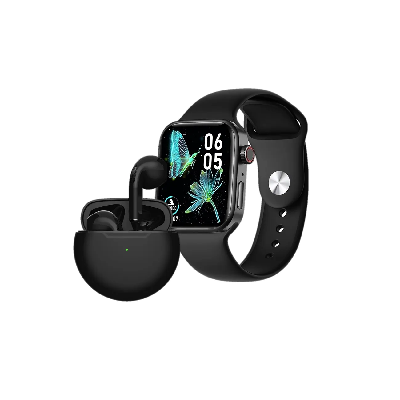 Combo Reloj Inteligente Smartwatch Con Audifonos Negro